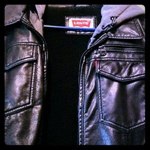 100% real leather high quality jacket with hoodie